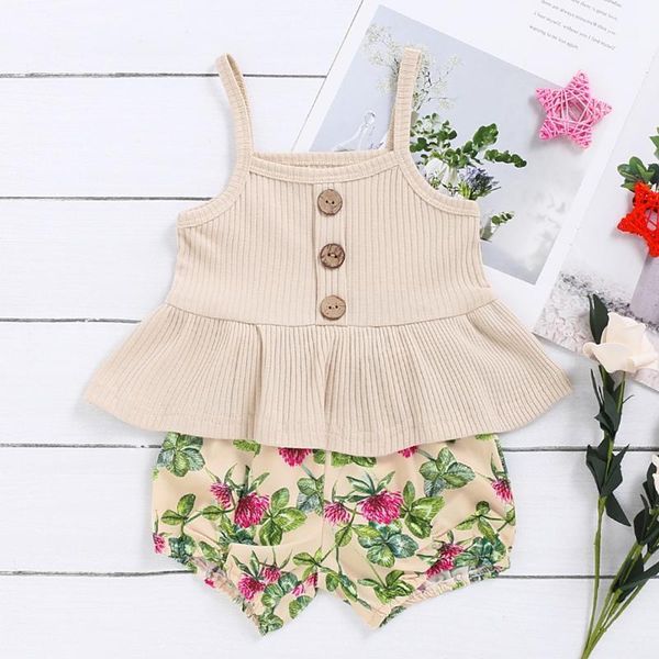

clothing sets baby girls clothes casual summer floral print off shoulder strap halen pants set for infant sets1, White