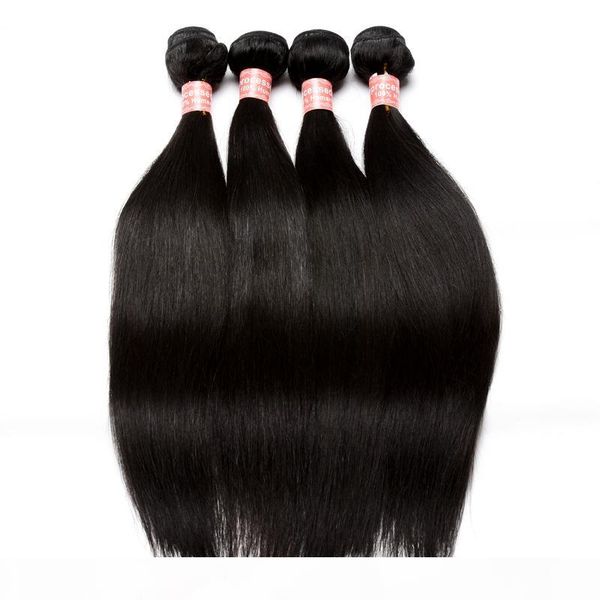 

100% brazilian human remy hair extensions 10-30" double weft straight hair weave natural color brazilian hair weaving, Black