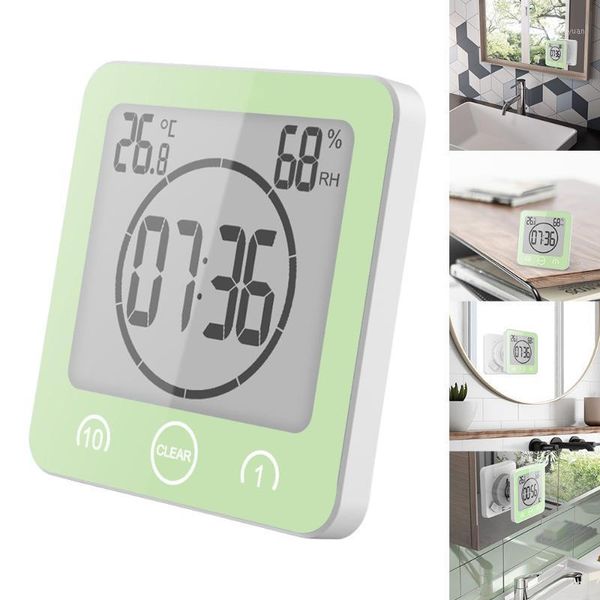 

lcd digital waterproof for water splashes bathroom wall clock shower clocks timer temperature humidity kitchen wash room timers1