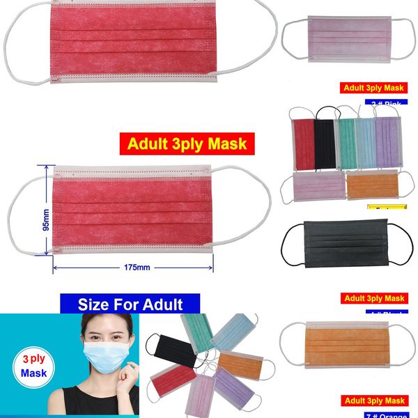 

factroy retail fress 3ply face disposable colorful ply mask bfe&gt;95% 3 iip6q