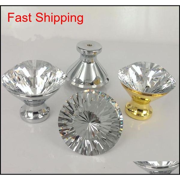 

40mm rhinestone dresser door handles knobs silver golden drawer cabinet pulls knobs modern fashion glass crystal qylshc yh_pack