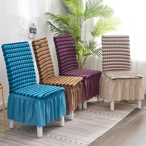 

chair covers bubble stretch cover with skirt elastic slipcovers dinning for wedding banquet party universal size