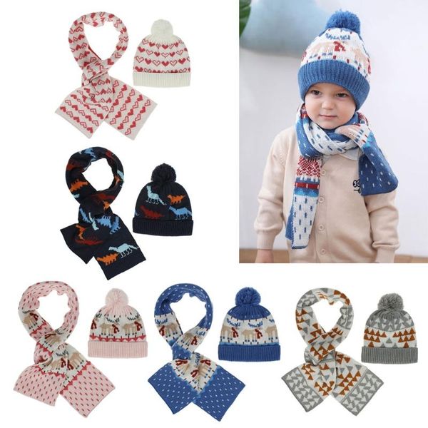 

kids knitted christmas hat scarf set toddler baby beanie cap winter warm hat h55b, Yellow