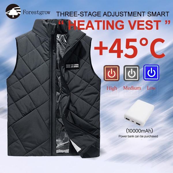 

new warm waistcoat autumn winter smart heating cotton vest usb infrared electric heating vest outdoor travel thermal down jacket, Gray;blue