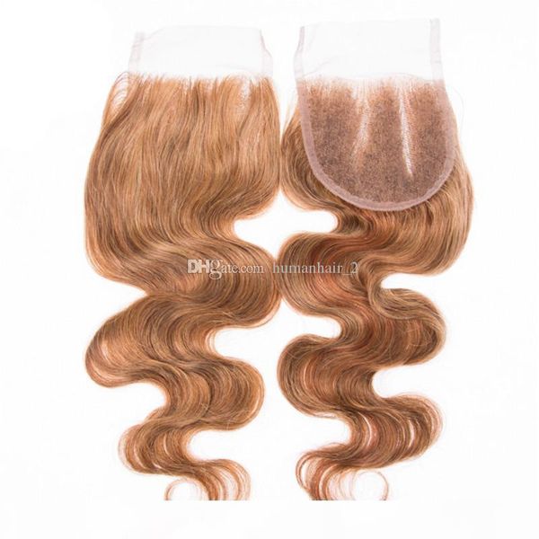 

strawberry blonde body wave human hair lace closure brazilian virgin hair 4x4 lace closure part #27 honey blonde hair, Black;brown