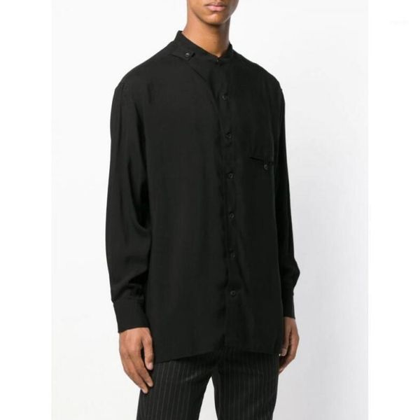 

s-5xl 2020 new men's clothing gd hair stylist splicing chinese collar shirt british shirt stage plus size singer costumes1, White;black
