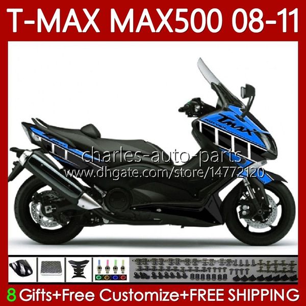 Body Kit für Yamaha TMAX MAX 500 XP500 MAX-500 T Schwarz Blau 2008–2011 Karosserie 107No.133 TMAX-500 TMAX500 T-MAX500 2008 2009 2010 2011 MAX500 08 09 10 11 OEM-Verkleidung