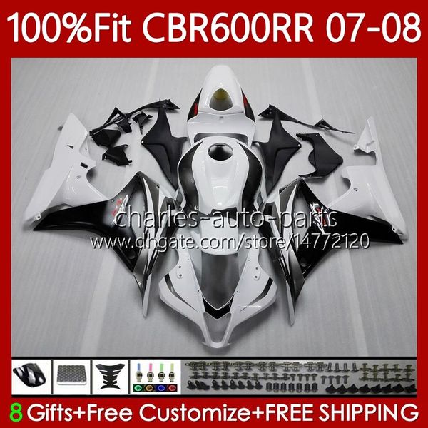 Honda CBR 600RR için OEM Vücut 600RR CBR600 RR F 5 2007-2008 Üstyapı 70N0.16 CBR 600 RR CC F5 600F5 600CC 2007 2008 CBR600F5 CBR600RR 07 08 Enjeksiyon Kalıp Fairing Siyah Beyaz