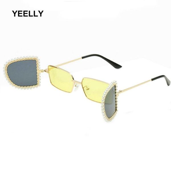 

sunglasses personality pearl flip shield shape ladies glasses trendy decorative specs party eyeglasses 1672 women fashion, White;black