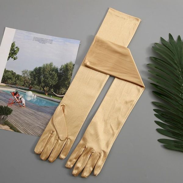 

50cm elbow length long wedding gloves woman finger red black white ivory pink bridal gloves satin dance gloves gants de mariee h qylibl