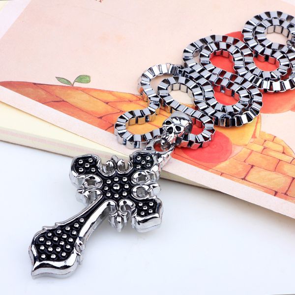 

yiwu small commodity hiphop necklace cross men's jewelry box chain necklace, Silver