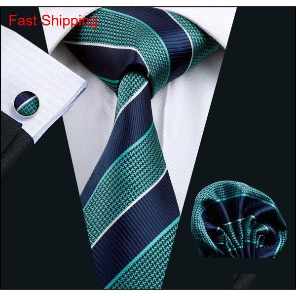 

men and woven cloth tie necktie brand blue and green stripes neck tie set popular ties n-0587 64as7, Black;blue