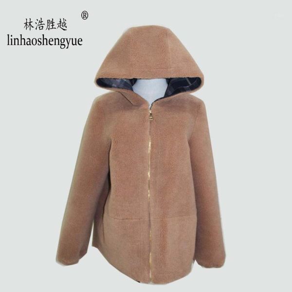 

linhaoshengyue 2020 spring new fashion women blends wool coat spring autumn winter fashion hipping1, Black