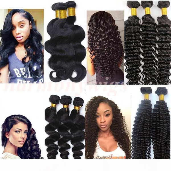 

virgin hair weaves brazilian human hair bundles 8-34inch unprocessed peruvian malaysian indian dyeable double weft hair extensions, Black