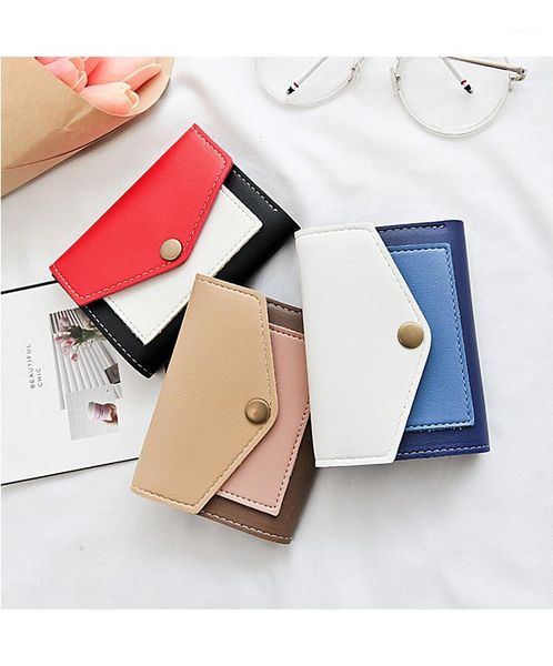 

kalunma wallet female short style small fresh student mini coin purse 2018 new cute contrast color wallet purse for girl1, Red;black