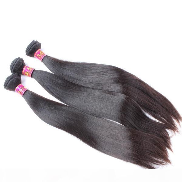 

100% unprocessed virgin human hair bundles silky straight brazilian hair weaves extensions weft 1or2or3or4pcs lot drop shipping bellahair, Black