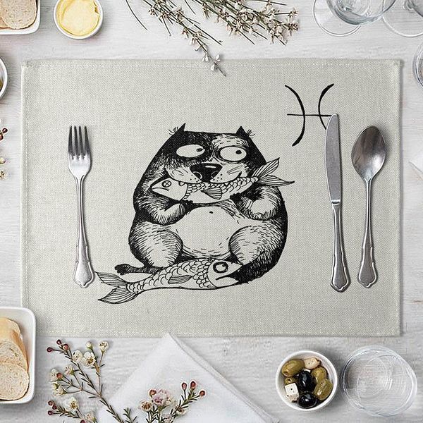 

cute cat print linen placemats for kitchen table table mats for dining table cup coasters home decor h wmtkpa