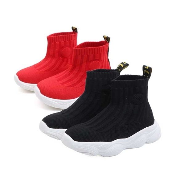 

black children sock for girl baby sneakers spring fashion flying mesh toddler boy shoe kids casual shoes red y201009, Black;red