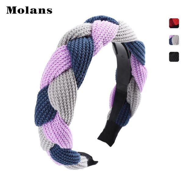 

molans knitting contrast color non-slip headband women korean hair band fashion hair accessories hoop headwear 2020