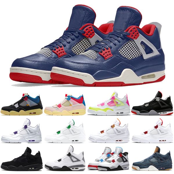

new 4s basketball mens womens iv shoes deep ocean lemon venom bred white cement cool grey flight nostalgia sport sneakers size36-47