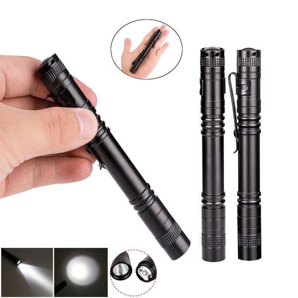 Stift Clip LED Taschenlampe Aluminium Legierung Batterie Betrieb 1 Modus Taschenlampe Licht Für Nacht Angeln Camping Tasche Outdoor Penlight