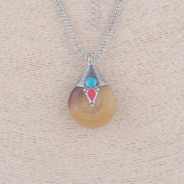 

resin wax necklace pendants imitation honey water drop nepal india amulet tibetan silver necklaces