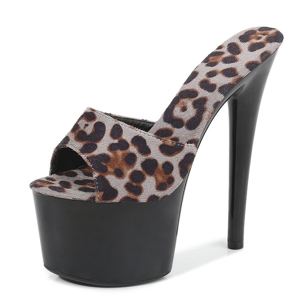 

new leopard shoes woman platform 2020 nightclub in high 15cm slippers dwaterproof heels water iu8t, Black