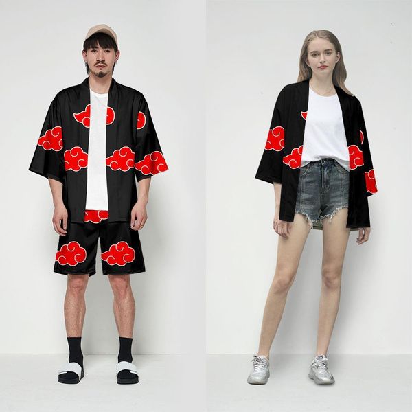 

2019 naruto anime kimono shirt men/women japanese harajuku 3d cartoon mens chiffon shirt japanese kimono print quality cardigan, White;black