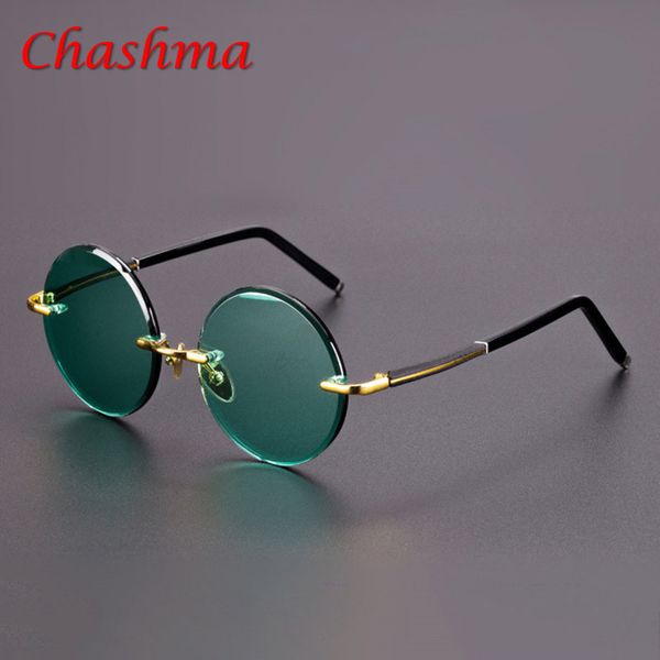 

acetate vintage rimless sunglasses men retro round sun women natural crystal stone lens green glasses goggles man oculos