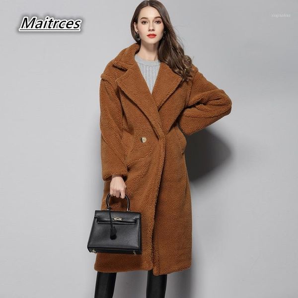 

women fur coat 2018 winter warm soft jacket thick plush faux long fur coat fashion woolen jacket outwear female pc0071, Black