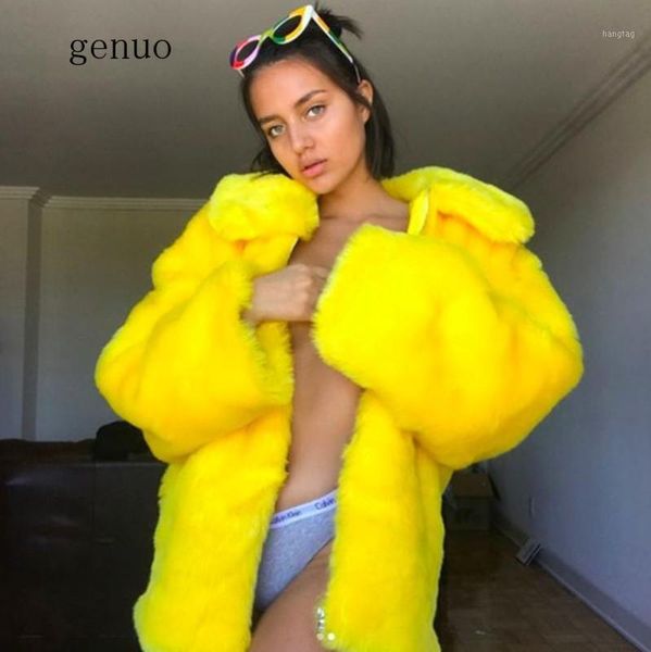 

faux fur coats women thick brand steetwear hip hop female yellow fur coats and jackets winter warm1, Black