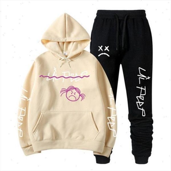 

rip lil peep sudadera con capucha conjuntos de para hombre mujer invierno clido polar sudaderas pantalones de hip hop, Black