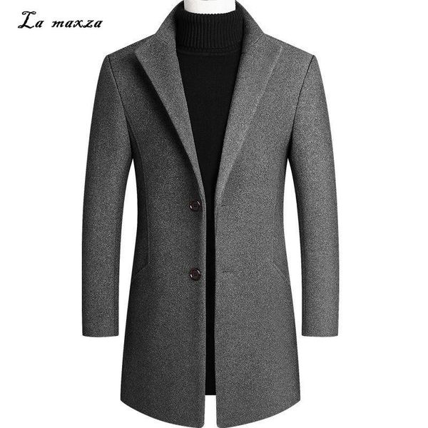 

winter men woolen coat 2020 smart casual slim formal cashmere coat 4xl plus size, Black