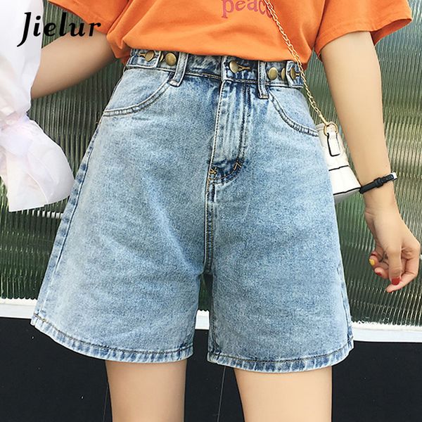 

jielur short jeans women solid color 2020 summer new jean femme korean style fashion feminino trousers high waist denim shorts t200701, Blue