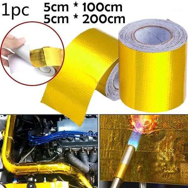 

motorcycle exhaust system gold car thermal tape air intake heat insulation shield wrap reflective barrier self adhesive engine universal 1/2