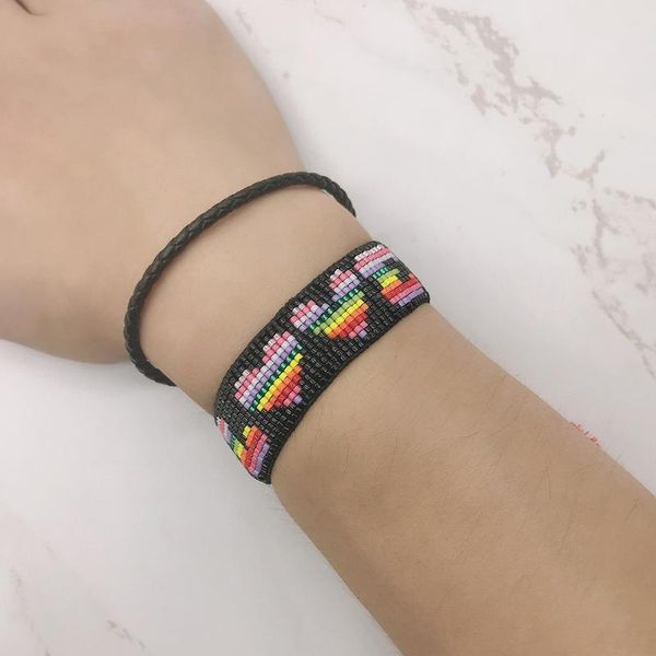 

beaded, strands bluestar women miyuki bead bracelet tassel love letter pulseras mujer moda handmade woven armband, Black