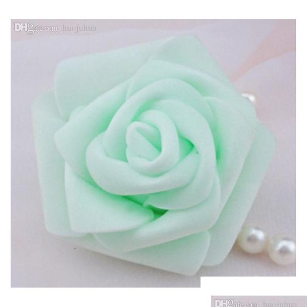 

wholesale-100pcs/lot 7cm foam rose heads artifical fower heads mint green tiffany blue flowers we jllgsk xmhyard