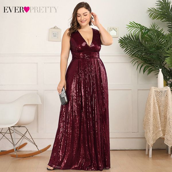 

plus size evening dresses ever pretty sequined deep v-neck sleeveless tulle spakle long formal gowns vestido longo 2020 lj201119, White;black
