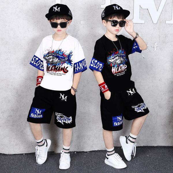 

summer kids boys clothes sets 2pcs cartoon children clothing t shirt short pants sport suit outfit 4 5 6 7 8 10 12 14 years t200707, White