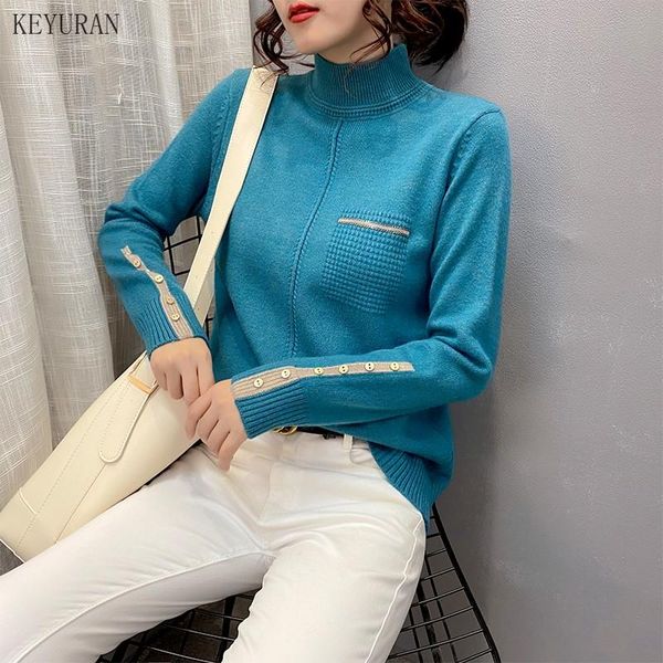 

turtleneck women sweater women khaki long sleeve pullover 2021 autumn winter casual blakc blue jumper loose sweaters oversized, White;black
