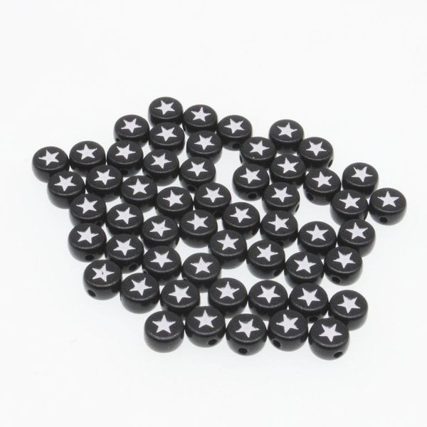 

chongai 100pcs fashion jewelry pentagram acrylic flat round beads for diy craft &jewelry making 7mm jllvfa