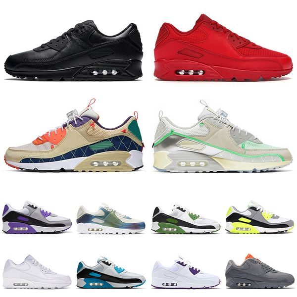 

fashion us 12 90s running shoes mens womens triple red all black white green trainers sneakers eur 45