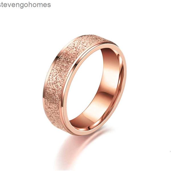 

broken border stainless frosted pearl sand popular titanium steel lovers ring hand jewelry, Silver