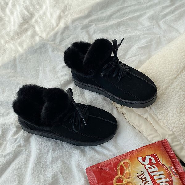 

2020 winter new snow boots women korean casual all-match short boots women plus velvet warm and comfortable cotton shoes women c1120, Black