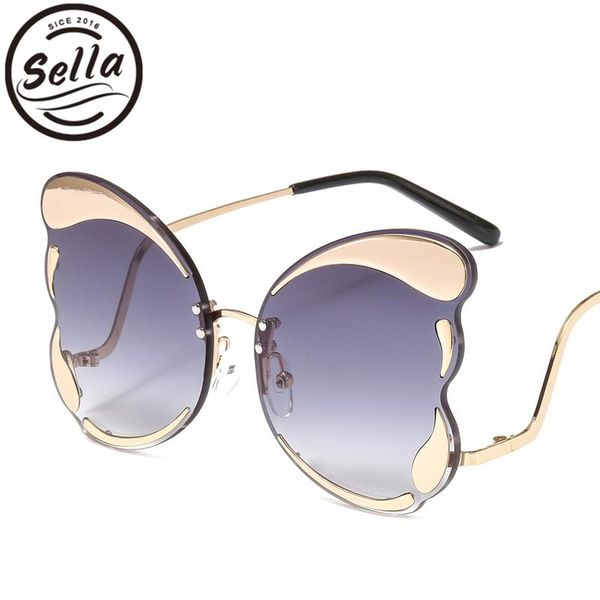 

gradient glasses european coating oversized butterfly designer brand women rimless lens summer sella mirror sunglasses fashion bbenj, White;black