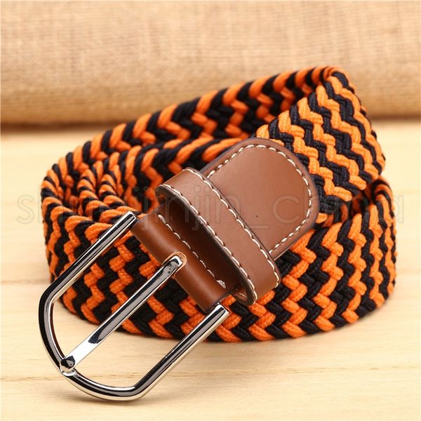 

women 40 fashion colors elastic stretch casual braided waistband creative mens woven canvas pin buckle belt tta-1, Black;brown