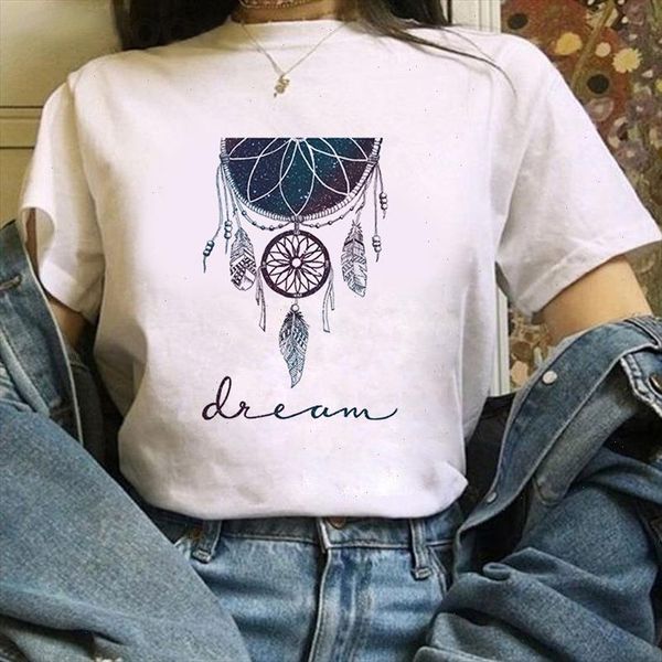 

womens t shirt beautiful flower t shirt dreamcatcher harajuku graphic kawaii streetwear short sleeve female drop shipping, White