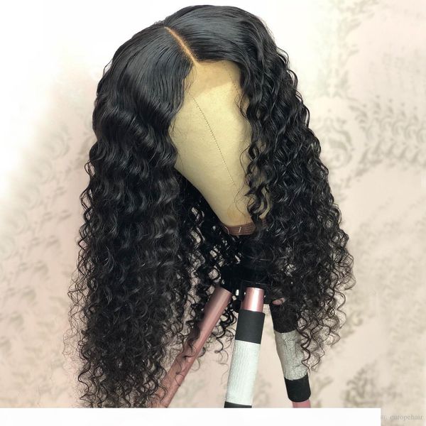 

lace front human hair wigs for women pre plucked 13x4 malaysian curly lace front wig pre plucked with baby hair remy wig, Black;brown