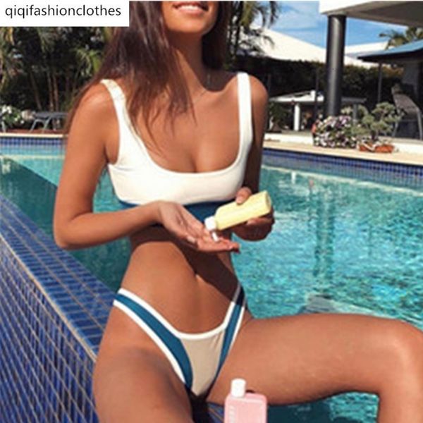 

2020 new swimsuit color matching bikinib fashion sport bikini, White;black