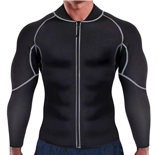 

neoprene men's tank fitness sweat burst elastic tight fitting sweatsuit, Gray